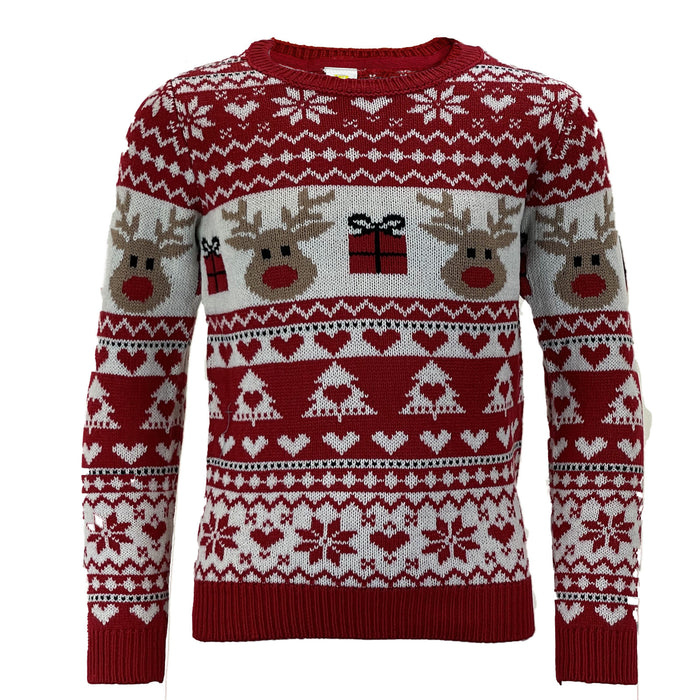 Kids Vintage Christmas Eve Novelty Festive Knitted Sweater Crew Neck Xmas Jumper