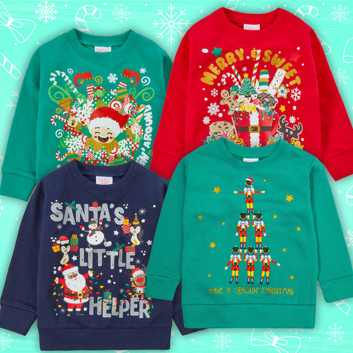 Childrens Kids Boys Girls Christmas Xmas Jumper Sweatshirt Sweater Glitter Warm