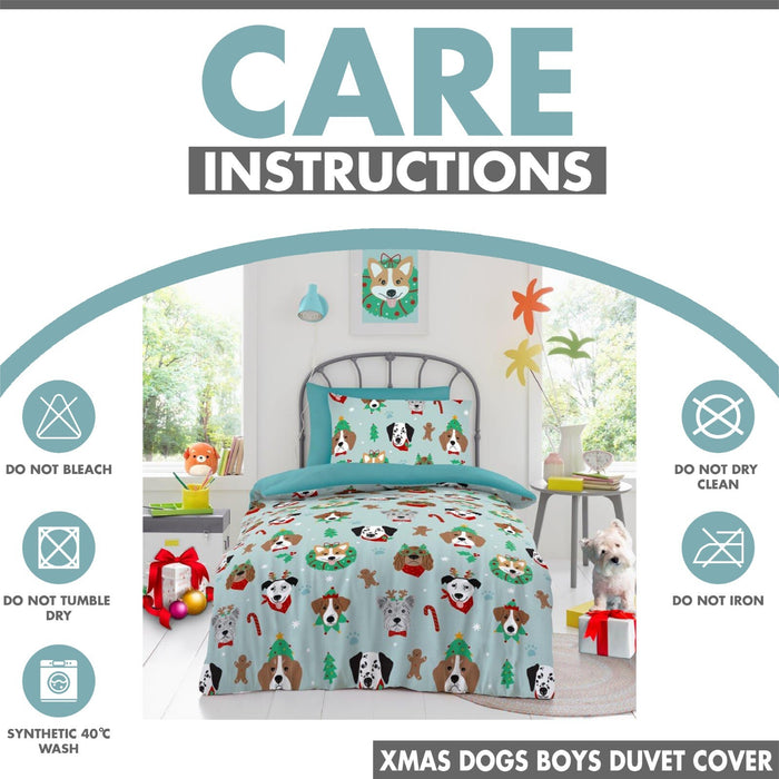 Xmas Duvet Quilt Cover Pillowcase Soft Reversible Printed Bedding Set All Size