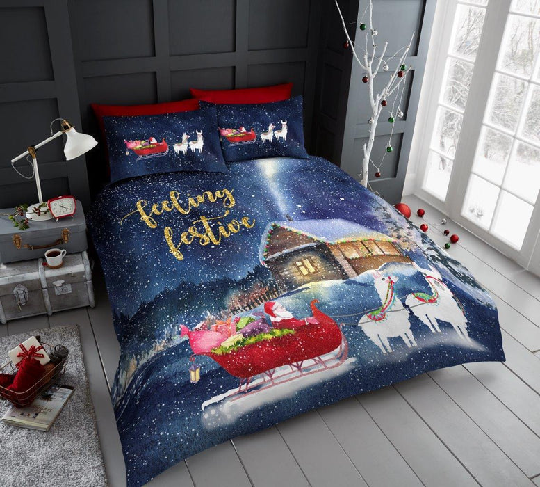 CHRISTMAS XMAS DUVET COVER SET Reversible Quilt Bedding Single Double King Size