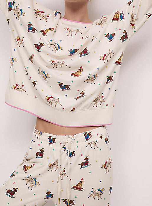 Ladies Ex M&S Pure Cotton Printed Festive Christmas Pyjama Set S M L XL