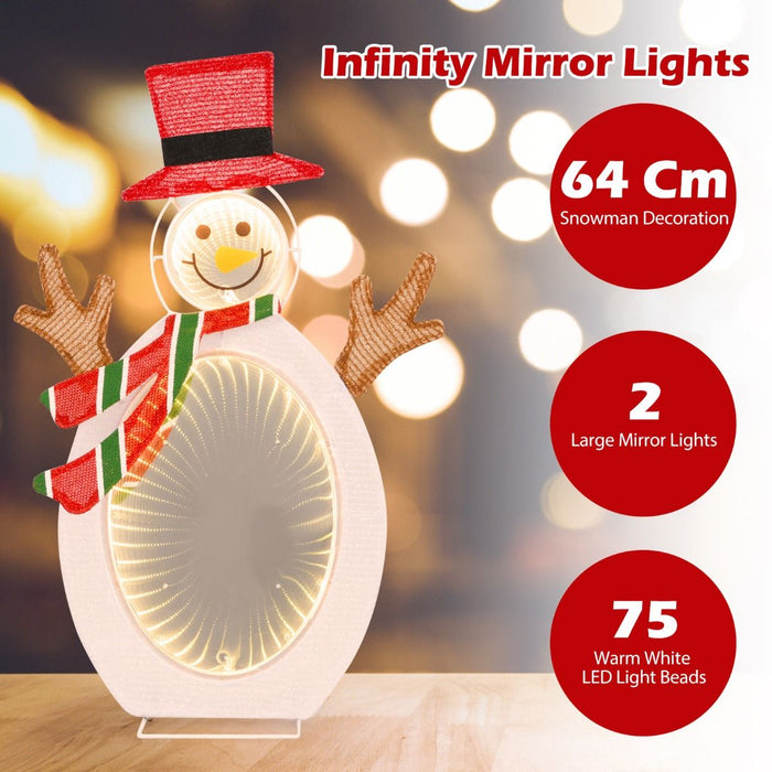 Pre-Lit Snowman with 2 Infinity Tunnel Lights and Top Hat