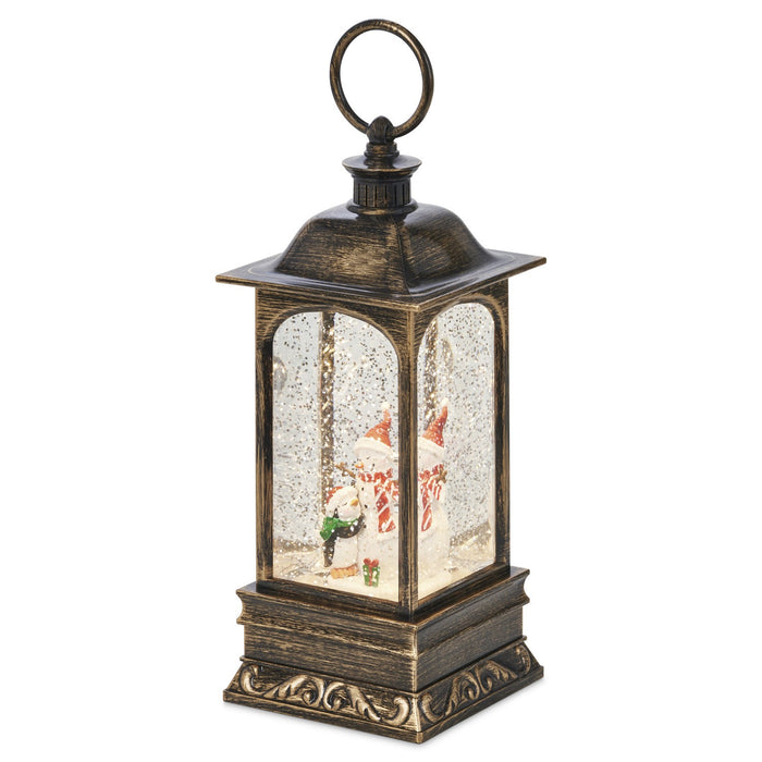 Large Christmas Water Spinner Snow Globe Snowman Tree Rustic Decorations Figures