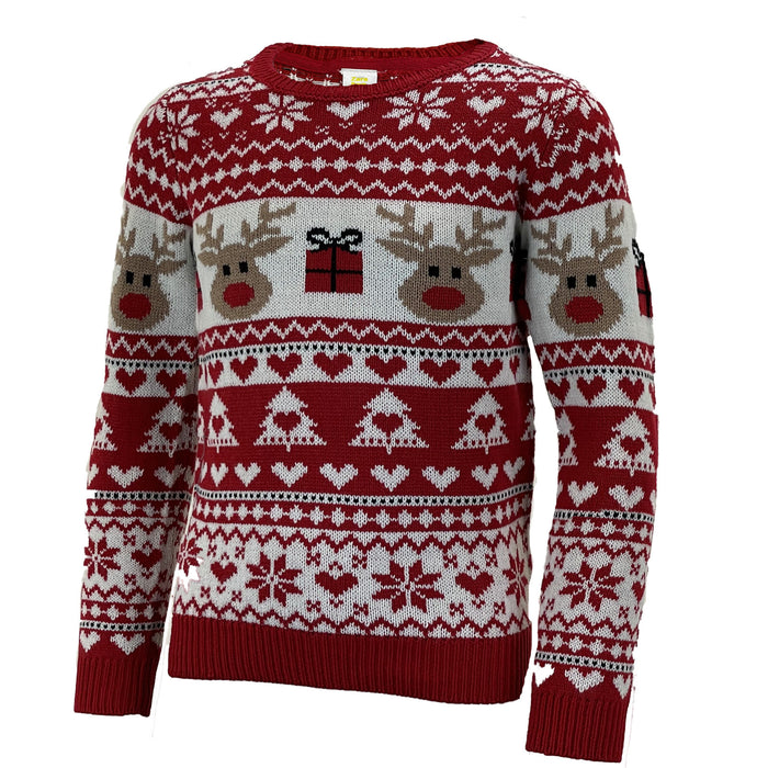 Kids Vintage Christmas Eve Novelty Festive Knitted Sweater Crew Neck Xmas Jumper
