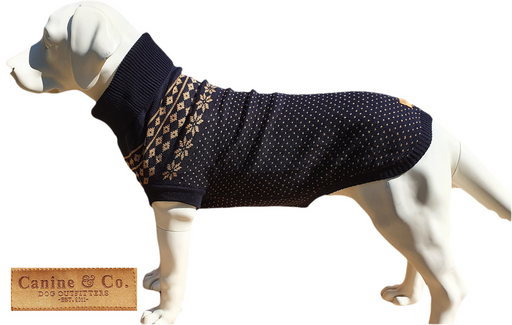 Fair Isle Dog Jumper – Gold/blue Knit Sweater | Handcrafted