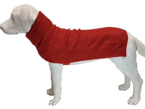 Jamie burnt orange dog jumper with tuck stitch design – perfect for Greyhounds and Whippets.

