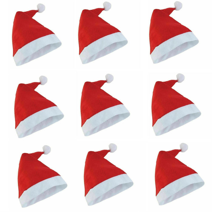 Lot Unisex Father Christmas Hat XMAS Santa Adult Size Hats White Plush Classsic