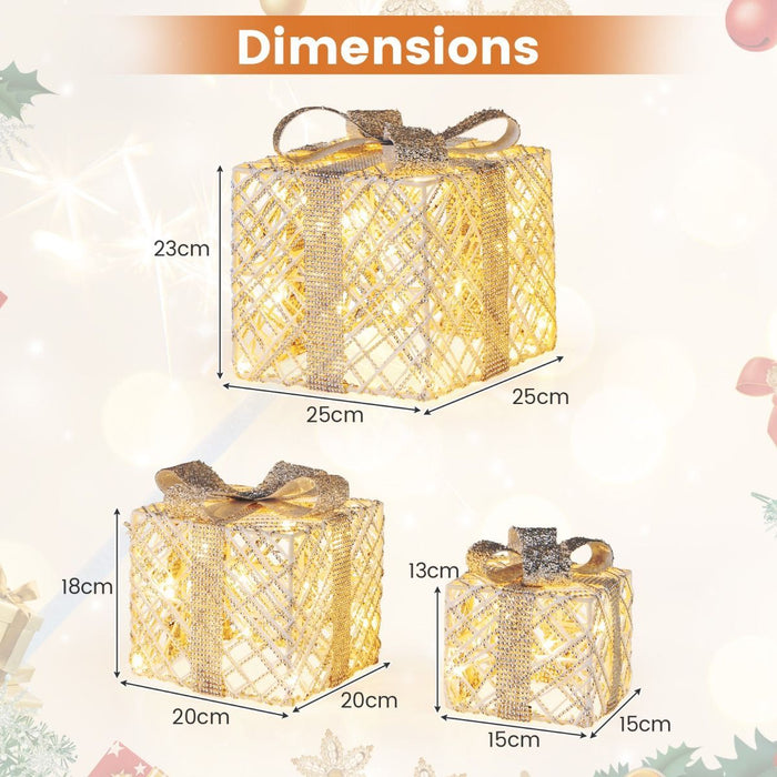 Christmas Wonderland Combo Set: Artificial Xmas Tree + Pre-Lit Snowman + Lighted Gift Boxes