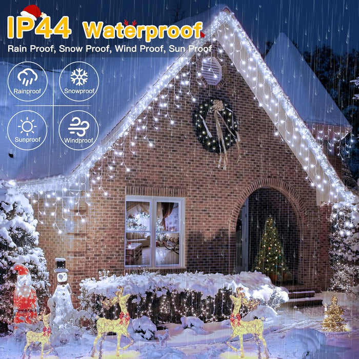 400 LED Icicle Lights 17M Super Bright Christmas Snowing Effect Outdoor Light UK
