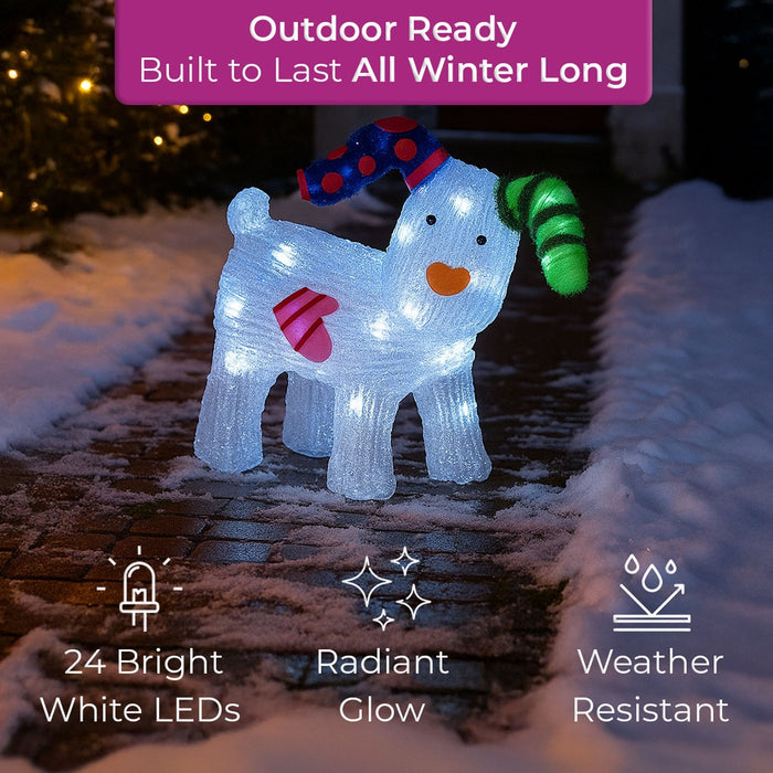 Neo Snowman Snow Dog LED Light up Acrylic Christmas Festive Decoration Outdoor