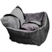 Washable dog car seat booster with safety leash in grey, perfect for secure pet travel and comfort


