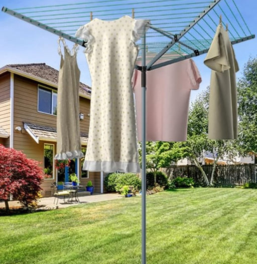 Premium rotary dryer cover for 60M umbrella airers with 360° protection, breathable mesh, and galvanized steel spike.
