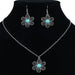 3-Piece Elegant Blue Stone Floral Jewelry Set - Samanta Factory