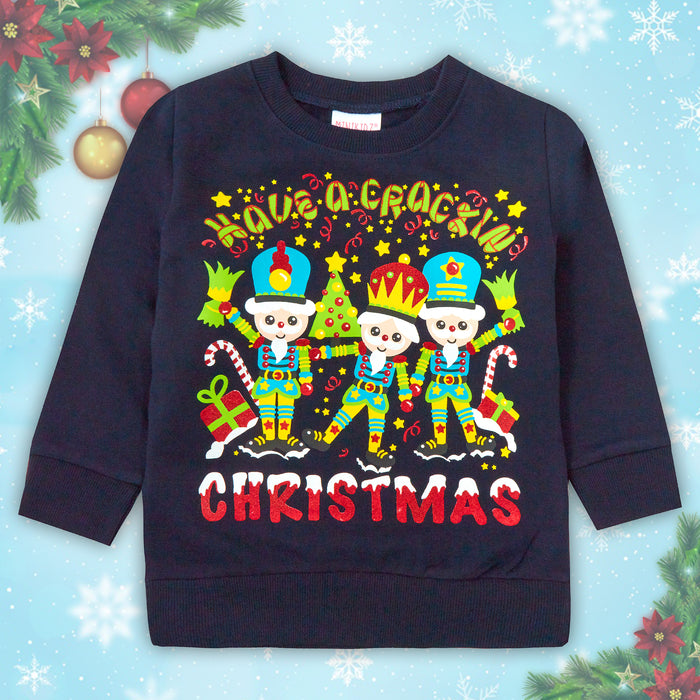 Childrens Kids Boys Girls Christmas Xmas Jumper Sweatshirt Sweater Glitter Warm