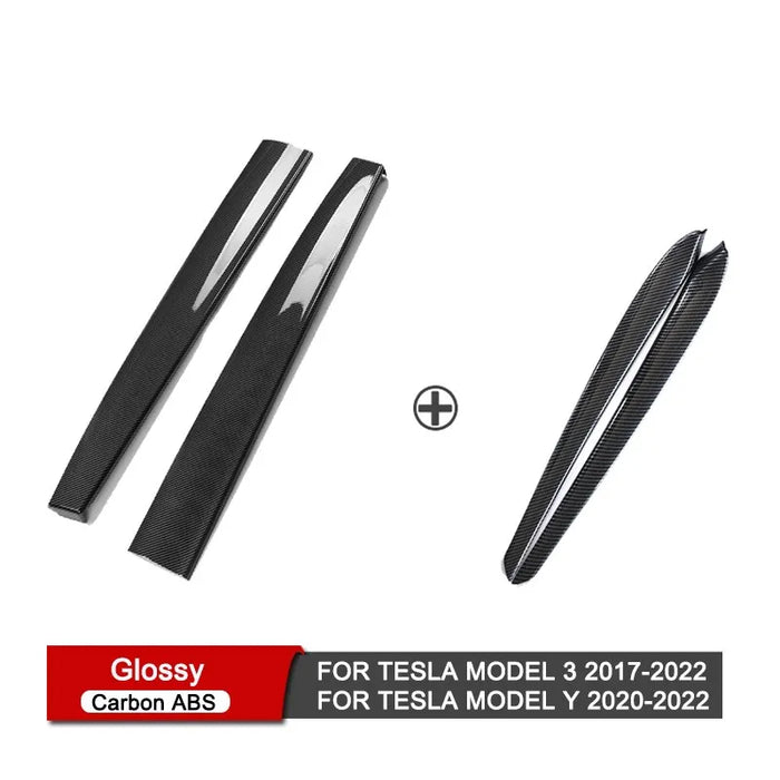 Tesla Model 3 and Model Y ABS center console wrap in carbon fiber and black finishes