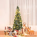 Snow-Flocked Pencil Hinged Artificial Christmas Tree with Pine Cones
