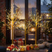 Lighted Birch Tree Set Birch Christmas Tree with Branch Tips LED Lights and Metal Bases