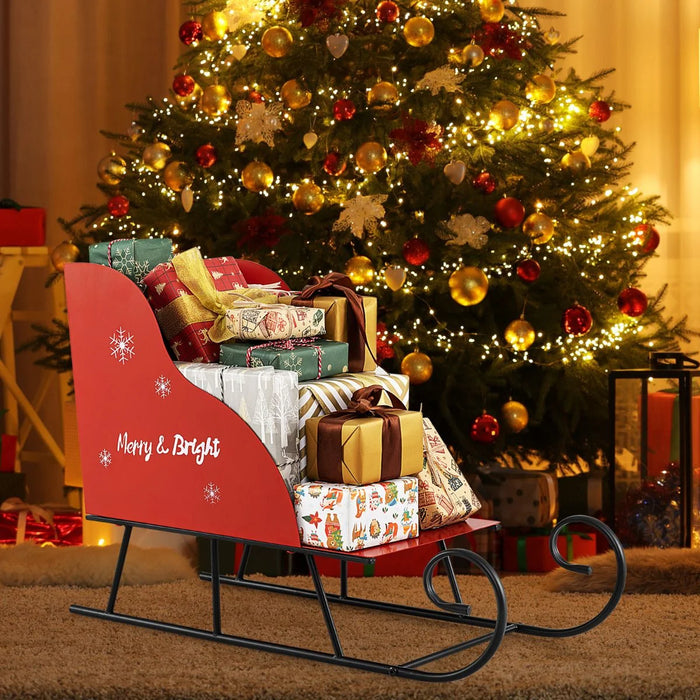 Christmas Santa Sleigh Basket – Large Decorative Metal Storage - Samanta Factory