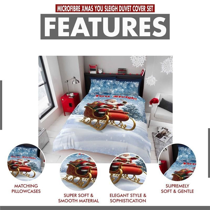 Xmas Duvet Quilt Cover Pillowcase Soft Reversible Printed Bedding Set All Size