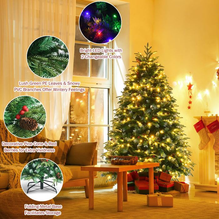 5/6 Feet Artificial Christmas Tree with LED Lights and Tips