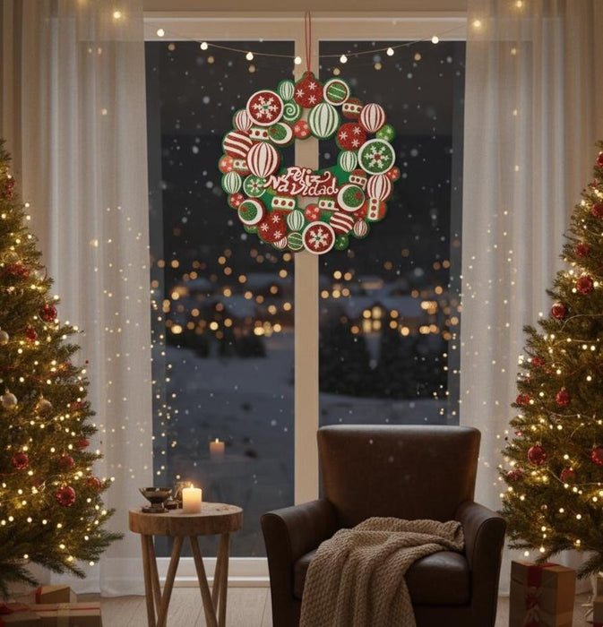 Christmas Front Door Hanging Ornament – Holiday Wreath Home Wall Decoration