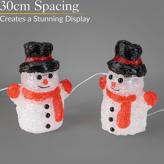 Christow Acrylic LED Snowman Small Christmas Decorations Indoor Outdoor 5Pc Set