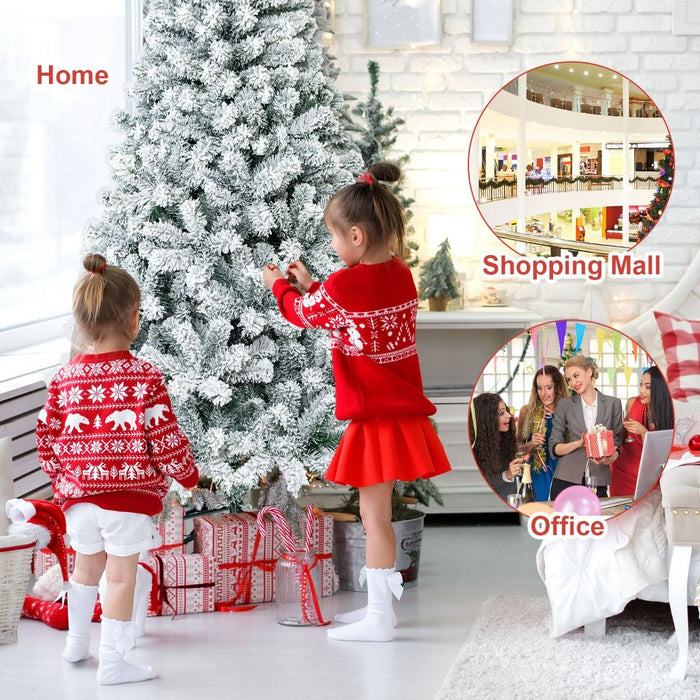 180/240 Cm Snow Flocked Artificial Christmas Tree with 600/1010 Tips