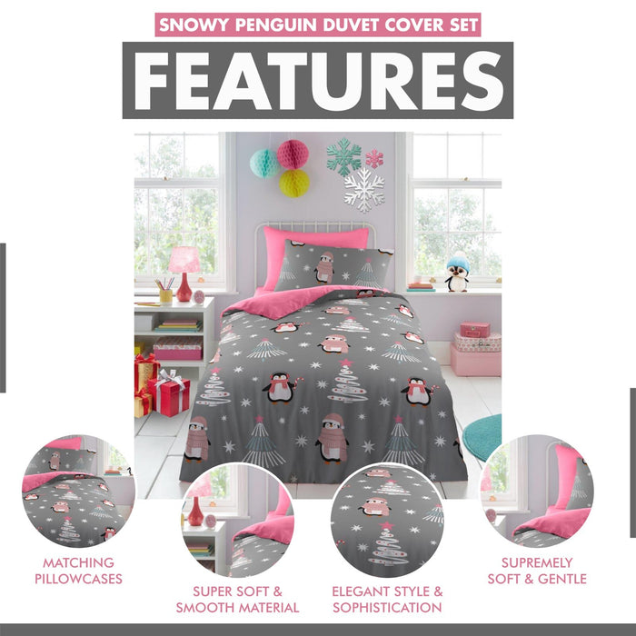 Xmas Duvet Quilt Cover Pillowcase Soft Reversible Printed Bedding Set All Size