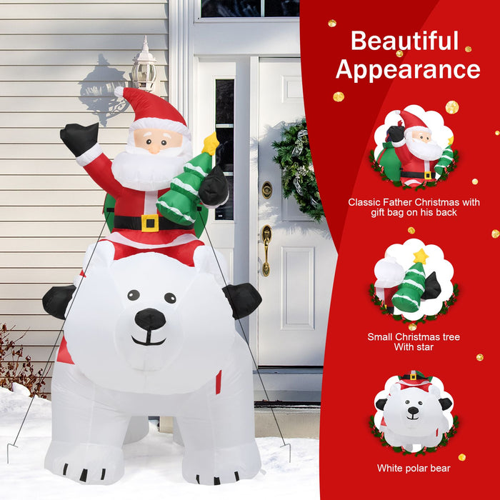Inflatable Christmas Santa Riding Polar Bear with Shaking Head