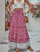 Boho printed ruched tiered skirt with elastic waist for women