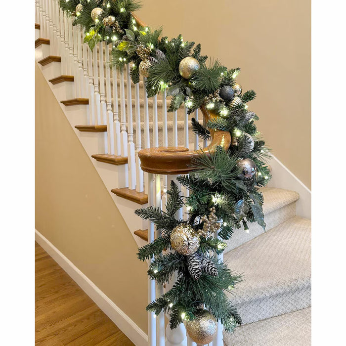 9 Ft Pre-Lit Christmas Artificial Garland with Twinkling LED Lights