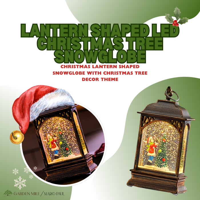 Christmas Snow Globe Lantern Scene Tree Ornament Decoration Xmas LED Light Up