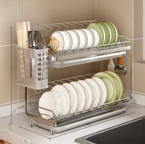 2-Tier Dish Drainer – Rust-Proof & Space-Saving Design