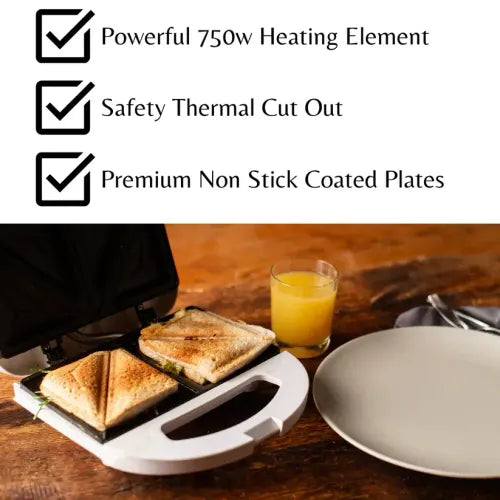 Domestic King 2 Slice White Sandwich Maker 750W- DK180100 - Samanta Factory
