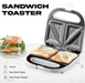 Compact 750W white sandwich toastie maker with non-stick plates and UK plug