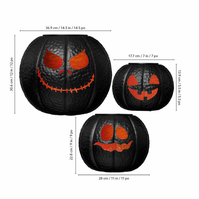 Halloween Metal Pumpkin Lanterns - Set of 3