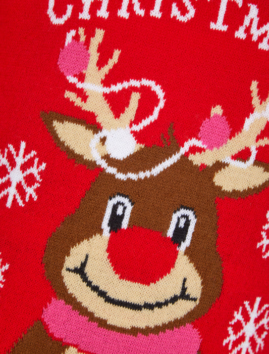 Kids Girls Christmas Jumper Reindeer Merry Xmas Sweater Pullover Novelty