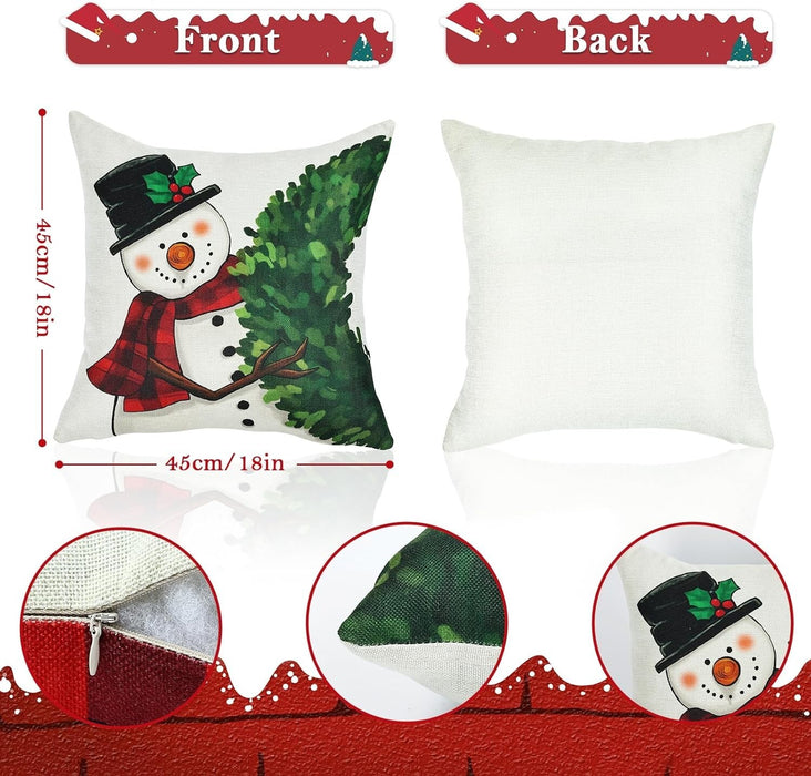 4-Pack Vintage Christmas Throw Pillow Covers Cushion Home Decor UK Stock