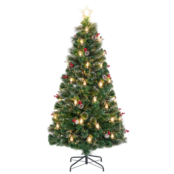 150/180CM Artificial Christmas Tree with 8 Lighting Modes and Optical Fibers