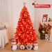 6Ft Red LED Christmas Tree Artificial 100 Warm Light Xmas Tree with Metal Stand