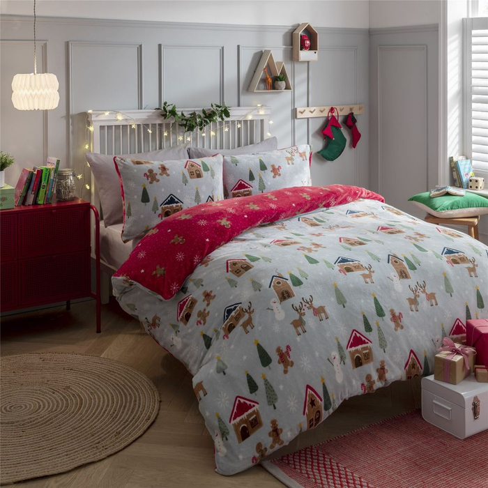 Duvet Cover Set – Reversible Winter Scandi Christmas Scene - Samanta Factory