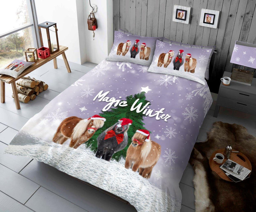 CHRISTMAS XMAS DUVET COVER SET Reversible Quilt Bedding Single Double King Size