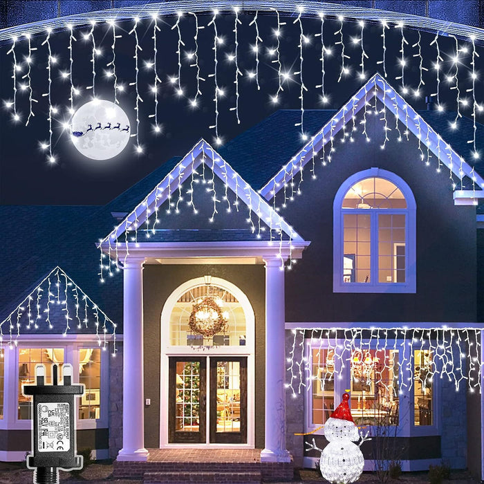 400 LED Icicle Lights 17M Super Bright Christmas Snowing Effect Outdoor Light UK