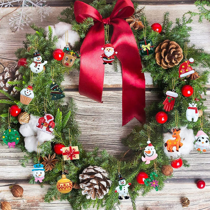 30 Pack Mini Resin Christmas Ornaments Xmas Tree Hanging Decoration Figurines