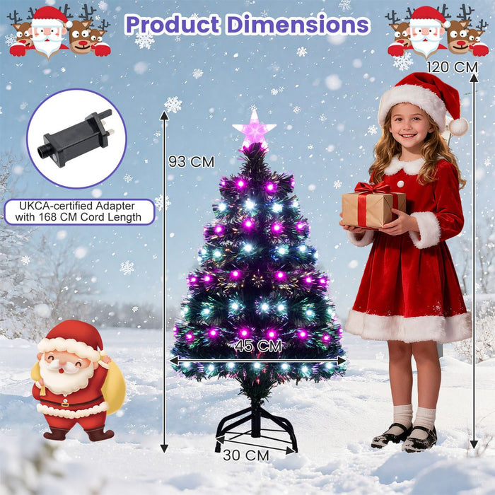 93 CM Pre-Lit Artificial Christmas Tree Xmas Tree with Multicolored Optical Fibers