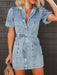 Stylish puff sleeve mini dress with pockets, made from cotton-polyester blend, perfect for casual wear