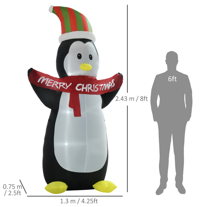 Inflatable Christmas Penguin – 243cm LED Light-Up Outdoor Decor - Samanta Factory