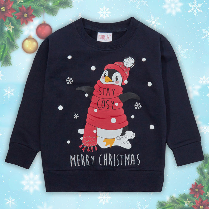 Childrens Kids Boys Girls Christmas Xmas Jumper Sweatshirt Sweater Glitter Warm