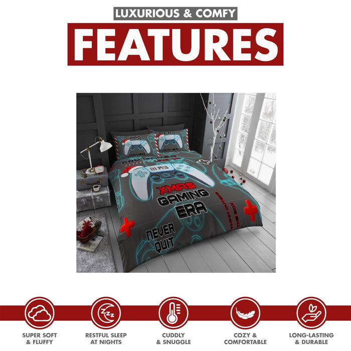 Xmas Duvet Quilt Cover Pillowcase Soft Reversible Printed Bedding Set All Size