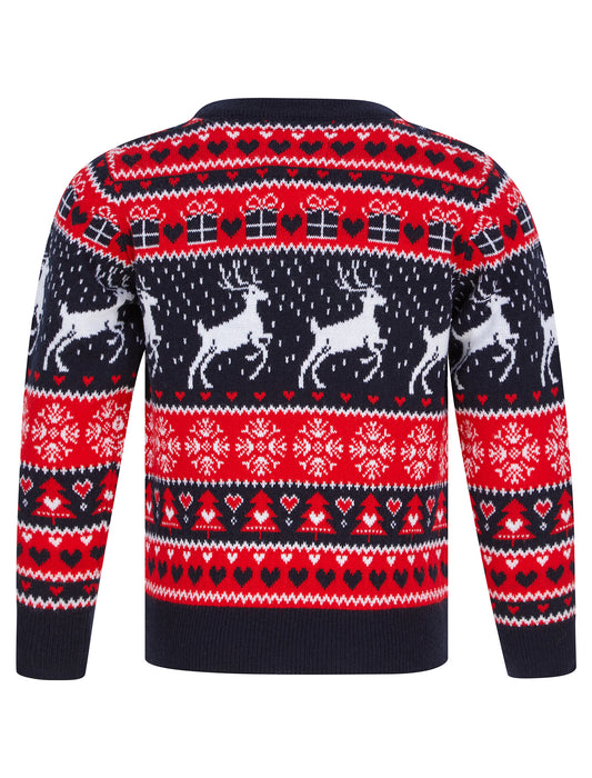 Kids Girls Christmas Jumper Snow Reindeer Nordic Fairisle Xmas Sweater Novelty